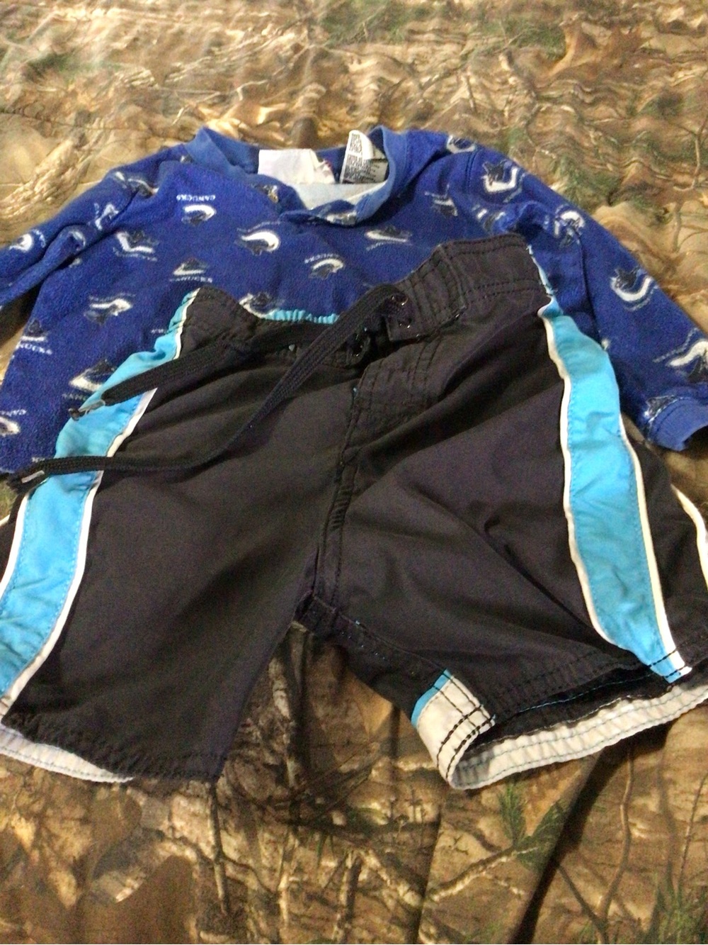 RBX Black Swim Shorts with Light Blue Side Stripes